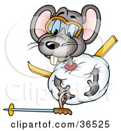 Poster, Art Print Of Clumsy Mouse Rolled Up In A Ball Of Snow Trying To Get Up