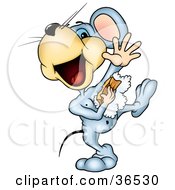 Clipart Illustration Of A Clean Blue Mouse Dancing In The Shower And Using A Sponge To Clean His Under Arms