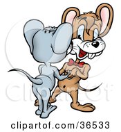Clipart Illustration Of A Brown And Gray Mouse Dancing Together On A Date by dero