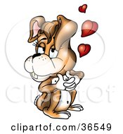Clipart Illustration Of An Infatuated Brown Female Rabbit With Hearts
