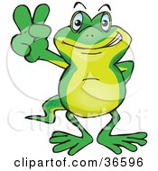 Peaceful Gecko Smiling And Gesturing The Peace Sign With His Hand