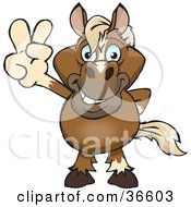 Peaceful Horse Smiling And Gesturing The Peace Sign With His Hand