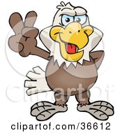Poster, Art Print Of Peaceful Bald Eagle Smiling And Gesturing The Peace Sign With His Hand