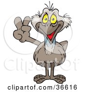 Clipart Illustration Of A Peaceful Emu Smiling And Gesturing The Peace Sign With His Hand