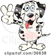 Clipart Illustration Of A Peaceful Dog Smiling And Gesturing The Peace Sign With His Hand