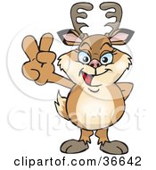Clipart Illustration Of A Peaceful Doe Smiling And Gesturing The Peace Sign With His Hand
