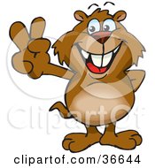 Poster, Art Print Of Peaceful Gopher Smiling And Gesturing The Peace Sign With His Hand