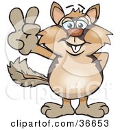 Clipart Illustration Of A Peaceful Chipmonk Smiling And Gesturing The Peace Sign With His Hand