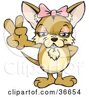 Clipart Illustration Of A Peaceful Chihuahua Smiling And Gesturing The Peace Sign With His Hand