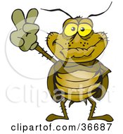 Peaceful Cockroach Smiling And Gesturing The Peace Sign With His Hand