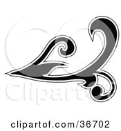 Clipart Illustration Of A Silhouetted Black Leafy Scroll Design Outlined In White