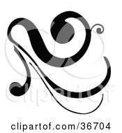 Clipart Illustration Of A Black Silhouetted Elegant Flourish Design