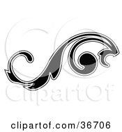 Clipart Illustration Of A Leafy Black Silhouetted Scroll Design Outlined In White