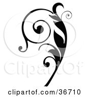 Clipart Illustration Of A Black Silhouetted Elegant Curly Leafy Scroll Design by OnFocusMedia