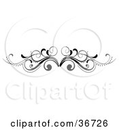 Clipart Illustration Of A Curly Black And White Scroll Lower Back Tattoo Design Or Flourish With Tendrils