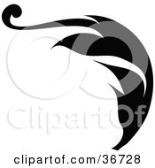 Poster, Art Print Of Black Silhouetted Leafy Scroll Design With A Curly Tip