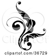 Clipart Illustration Of A Black Ornamental Silhouetted Elegant Leafy Scroll Design