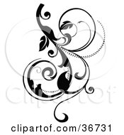 Clipart Illustration Of A Curly Tendriled Vine Accent With Leaves