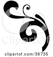 Clipart Illustration Of A Silhouetted Black Elegant Leafy Scroll Design