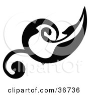 Clipart Illustration Of A Black Silhouetted Elegant Leafy Scroll Design With Curls