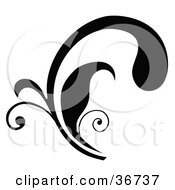 Clipart Illustration Of A Black Curly Silhouetted Elegant Leafy Scroll Design