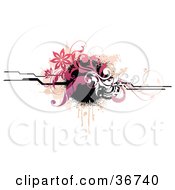 Clipart Illustration Of A Pink Grungy Web Site Header With Vines Lines And Splatters by OnFocusMedia