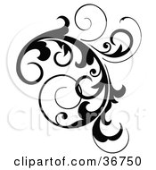Clipart Illustration Of A Black Cluster Design Accent Of Curling Vines