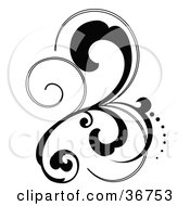 Clipart Illustration Of A Black Magical Curly Vine Design Accent