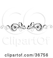 Poster, Art Print Of Leafy Black And White Scroll Lower Back Tattoo Design Or Flourish With Tendrils