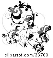 Clipart Illustration Of A Curling Black Design Element Of Leaves