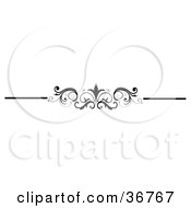Clipart Illustration Of An Elegant Black And White Scroll Lower Back Tattoo Design Or Flourish With Tendrils
