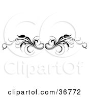 Clipart Illustration Of A Black And White Vine Lower Back Tattoo Design Or Flourish Resembling Wings by OnFocusMedia #COLLC36772-0049
