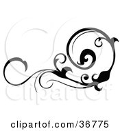 Clipart Illustration Of A Black Silhouetted Horizontal Scroll Design Element