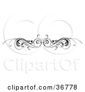 Poster, Art Print Of Black And White Scroll Lower Back Tattoo Design Or Flourish With Tendrils