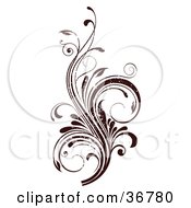 Clipart Illustration Of A Dark Brown Grunge Textured Curly Vine Scroll Design Element