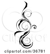 Clipart Illustration Of A Black Leafy Black Silhouetted Design Accent Of A Vine