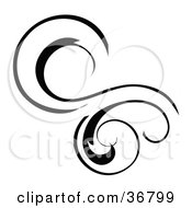 Clipart Illustration Of A Black Scroll Design Element Silhouetted