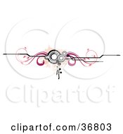 Clipart Illustration Of A Grungy Web Site Header With Circles Pink Lines And Splatters by OnFocusMedia