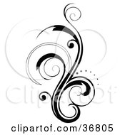 Clipart Illustration Of A Silhouetted Vertical Scroll Design Element