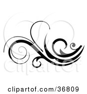 Clipart Illustration Of A Silhouetted Horizontal Scroll Design Element