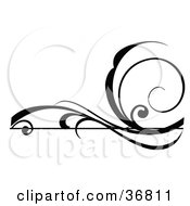 Clipart Illustration Of A Black Horizontal Scroll Design Element Silhouette