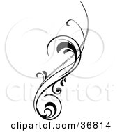 Clipart Illustration Of A Vertical Black Silhouetted Scroll Design Element