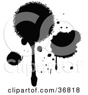Clipart Illustration Of Bold Black Dripping Paint Splatters by OnFocusMedia