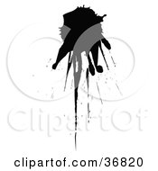 Clipart Illustration Of A Single Black Ink Splatter With Drips