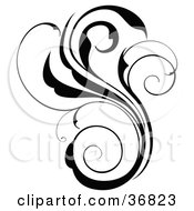 Clipart Illustration Of A Black Silhouette Scroll Design Element