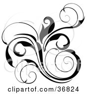 Clipart Illustration Of A Black Floral Scroll Design Element