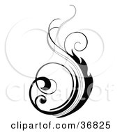 Clipart Illustration Of A Black Silhouetted Vertical Scroll Design Element