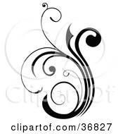 Clipart Illustration Of A Silhouetted Black Scroll Design Element