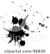 Poster, Art Print Of Cluster Of Black Paint Splatters