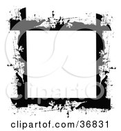 Clipart Illustration Of A Black Grunge Textured Frame
